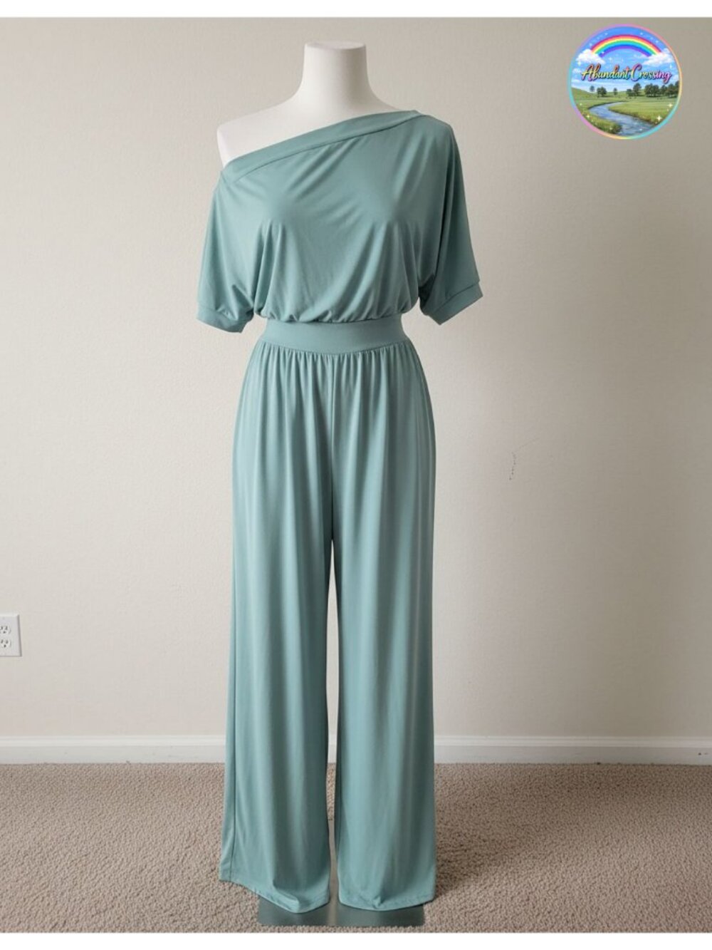 Women's One Shoulder Wide Leg Jumpsuit with Pockets